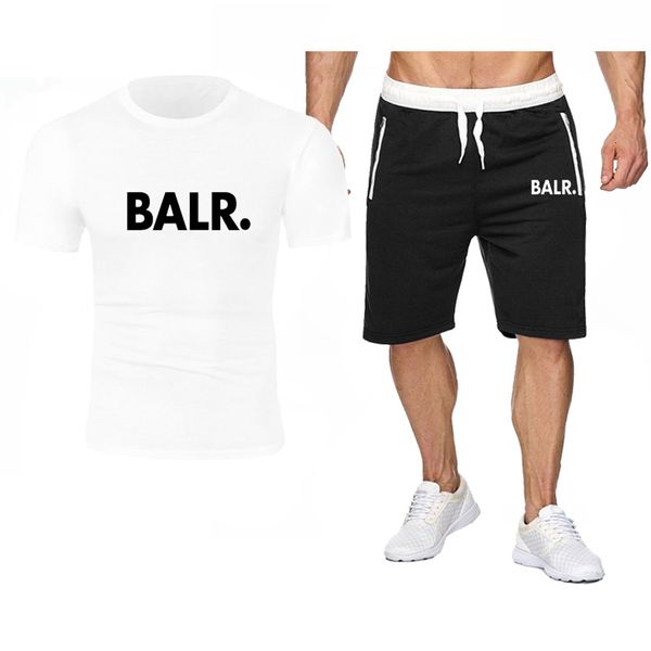 

balr new 2021 popular letter printed pure cotton t-shirt + shorts set sport running, Gray