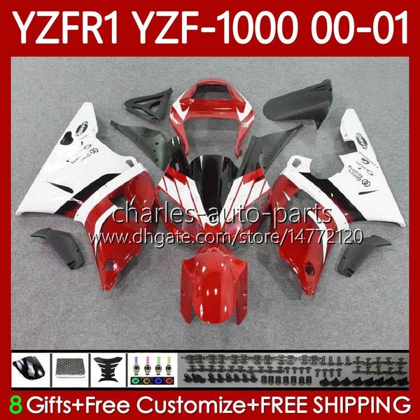Motocicleta de carroçaria para Yamaha YZF-R1 YZF1000 YZF Vermelho Branco R1 1000 CC 00-03 Bodys 83No.70 YZF R1 1000CC 2000 2001 2002 2003 YZF-1000 YZFR1 00 01 02 03 Kit de Feira do OEM