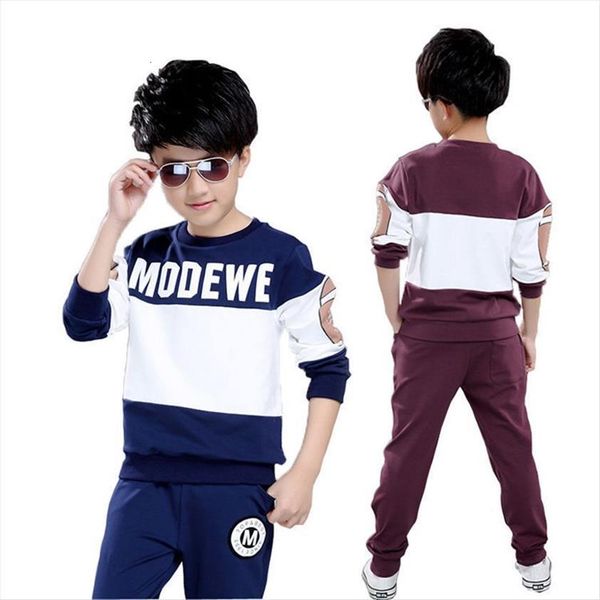 

boy clothing tracksuits sets spring autumn 4 5 6 7 8 910 11 12 years navy blue red wine letter, White
