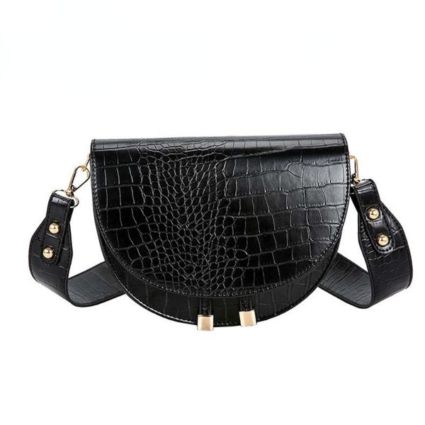 

evening bags 2021 fashion women crossbody bag crocodile semicircle saddle soft leather shoulder for ladies handbags designer