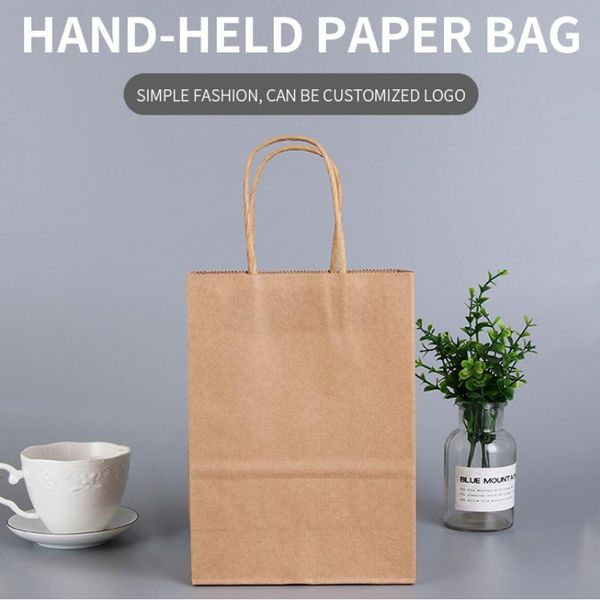 

gift wrap kraft paper bag takeaway milk tea packaging shopping tote