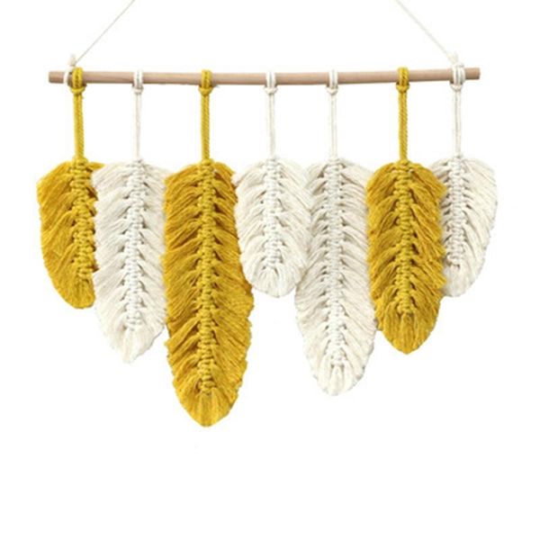 

tapestries handmade macrame wall hanging feather cotton woven leaves living room headboard door porch hangings boho decor