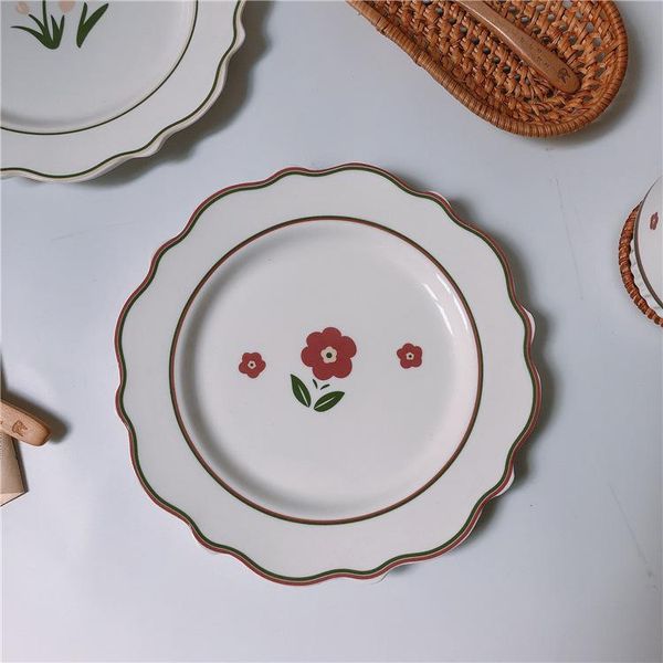 

dishes & plates simple wind tulip ceramic plate antique flower dessert fruit salad dinner