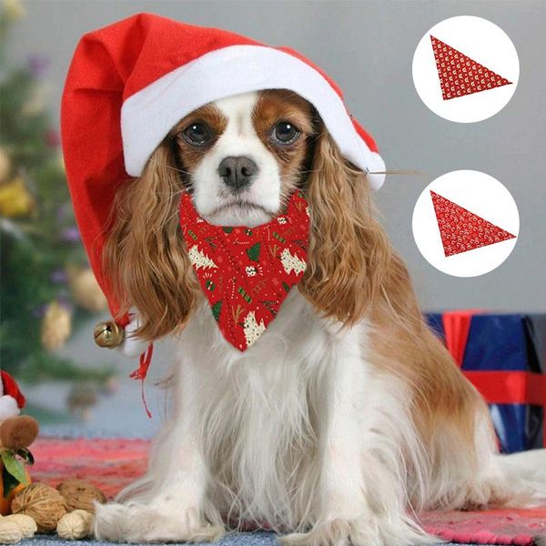 

dog apparel christmas pet bandanas collar for dogs cats cotton triangular bibs scarf with santa claus pattern puppy accessories