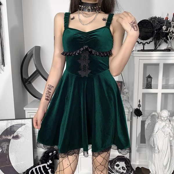 

casual dresses fashion gothic dress party embroidery butterfly sml spaghetti strap girl a-line female y2k, Black;gray