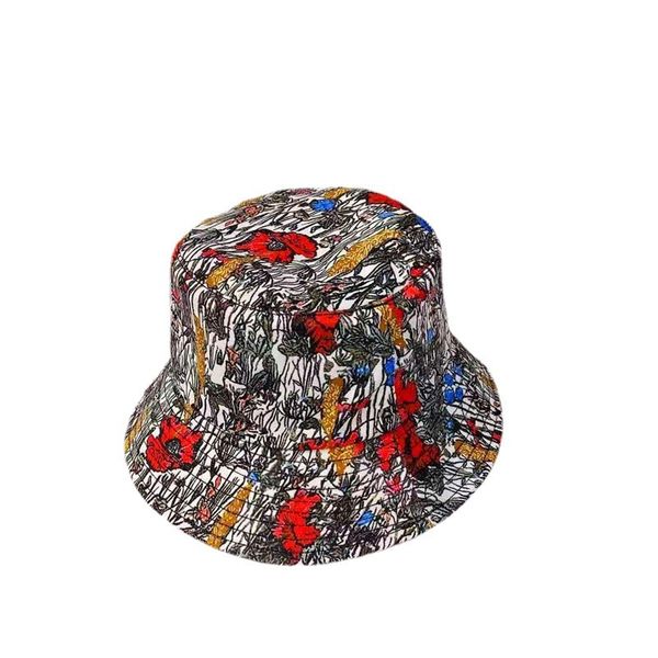 

factory wholesale 50% off spring korean version of double-sided color graffiti fisherman basin hat men's and women's personality t, Blue;gray