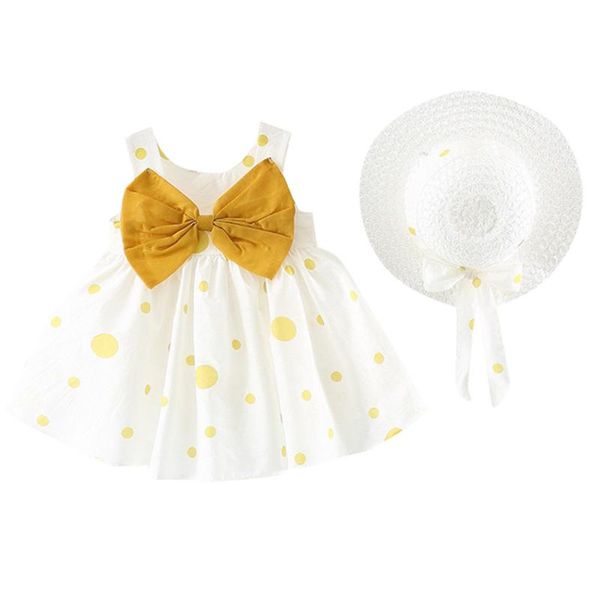 

girl's dresses sagace kids baby girls summer sleeveless dots printed plus hat short dress princess cute multi-color girl, Red;yellow