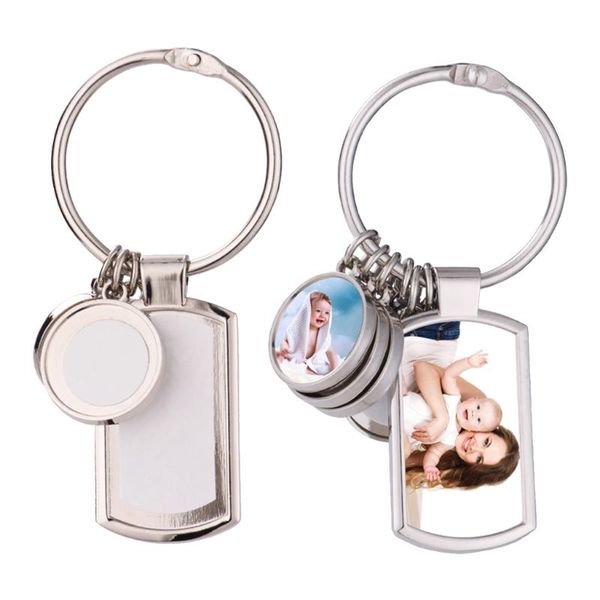 

keychains 6 circles sublimation blank keychain with key ring heat transfer for christmas valentine graduation day present, Silver