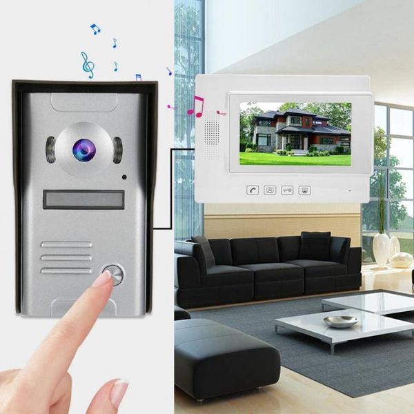 Outro hardware de porta Smart Bell Zhudele 7 polegadas LCD Monitor Intercom Câmera Vídeo Phone Doorbell 110-240V