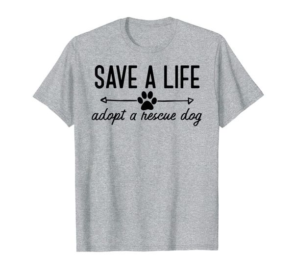 

save a life adopt a rescue dog t-shirt with cute paw print, White;black