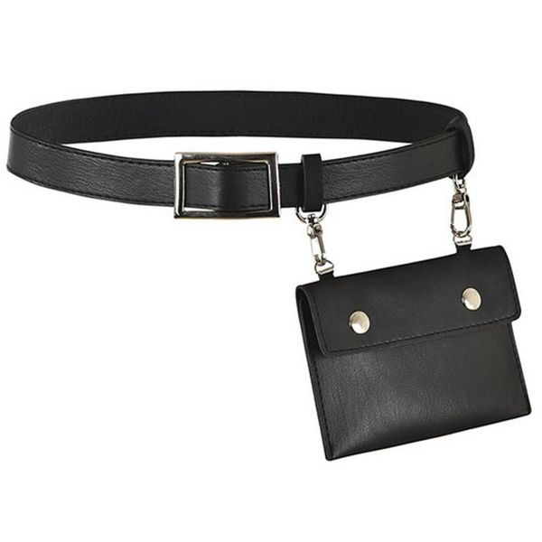 

waist bags leather fanny pack mens belt bag womens purse hip pouch travel sash bag(black)
