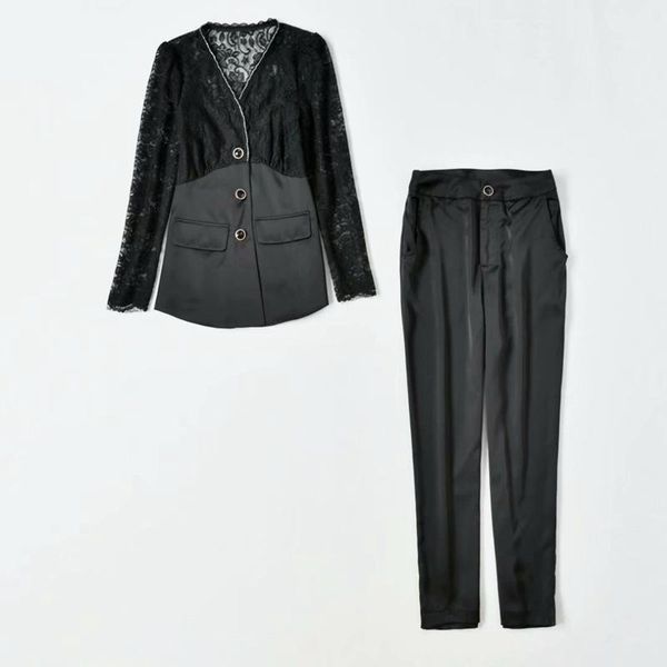 

women's two piece pants w1835 fashion women sets 2021 runway luxury european design party style women's clothing, White