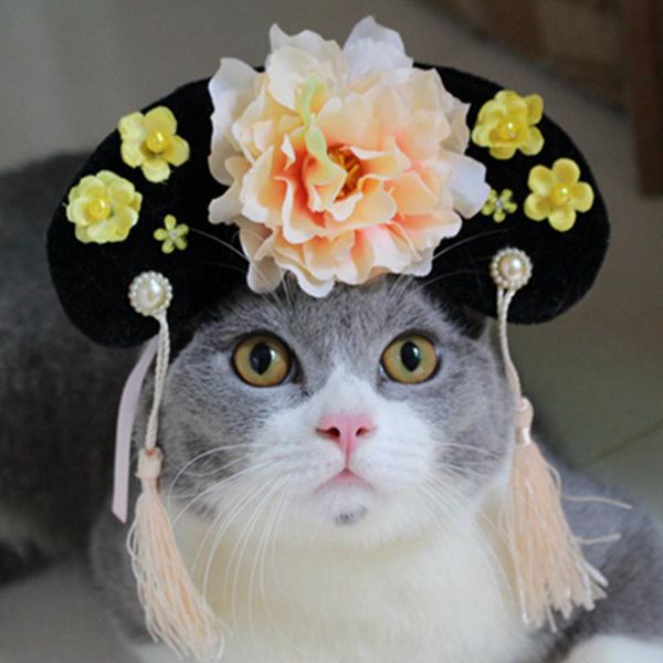 

[mpk store] cat toy qing dynasty chinese princess headdress, manchu princess, pet dog hair accessories costumes