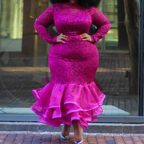 

casual dresses 2021 women fashion national ethos quality perspective slender lace fishtail skirt hip wrap long dress, Black;gray