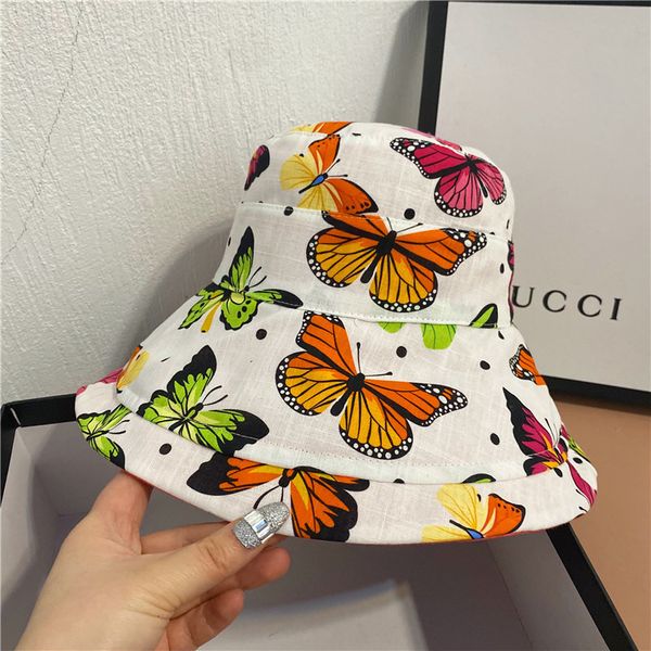 

double sided printing butterfly fisherman early spring foldable basin sunscreen hat for outdoor travel, Yellow