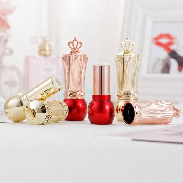 

storage bottles & jars 12.1mm gold crown empty lipstick tube cosmetic lip containers concealer stick tubes red rouge fillers