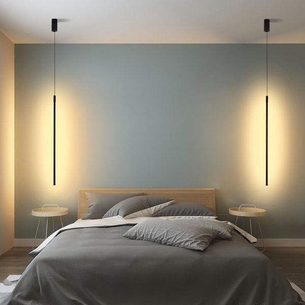 

pendant lamps modern minimalist line led lights hanging bedroom bedside living room lighting decor geometry light fixtures