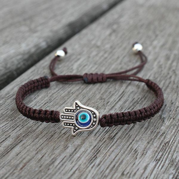 

charm bracelets classic fatima bracelet for men women weave black pink red thread braslet friend braclet couple brazalete hamsa pulseras, Golden;silver