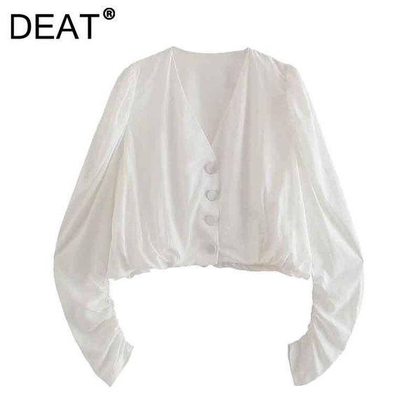 

women's jackets [deat] 2021 summer fashion tide single-breasted v-neck solid color long sleeve loose thin women coat 13z380, Black;brown