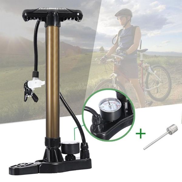 

bike pumps portable air pump inflator for mtb bicycle basketball football aluminium alloy manual with pressure gauge