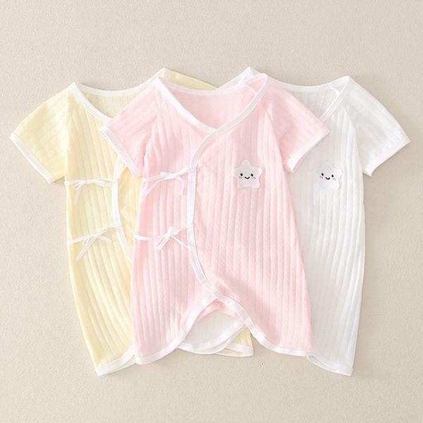 

baby and children's one-piece clothes spring autumn summer born baby monk's thin ha slant, White