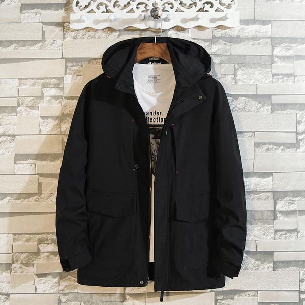 

men's jackets plus size big pockets hooded zipper mens 2021 autumn winter casual male coats black army green, Black;brown