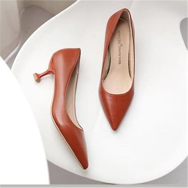 

european style 2021 single shoes female pumps spring pointed stiletto high heel shallow mouth with women work tide dress, Black