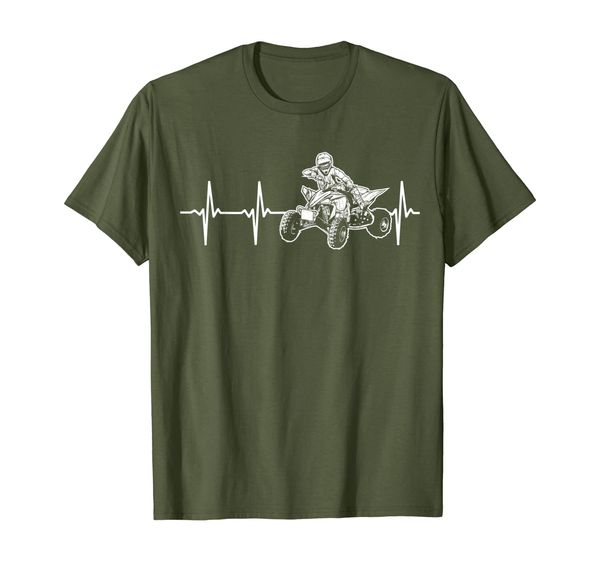 

all-terrain vehicles 4-wheeler atv heartbeat t-shirt, White;black