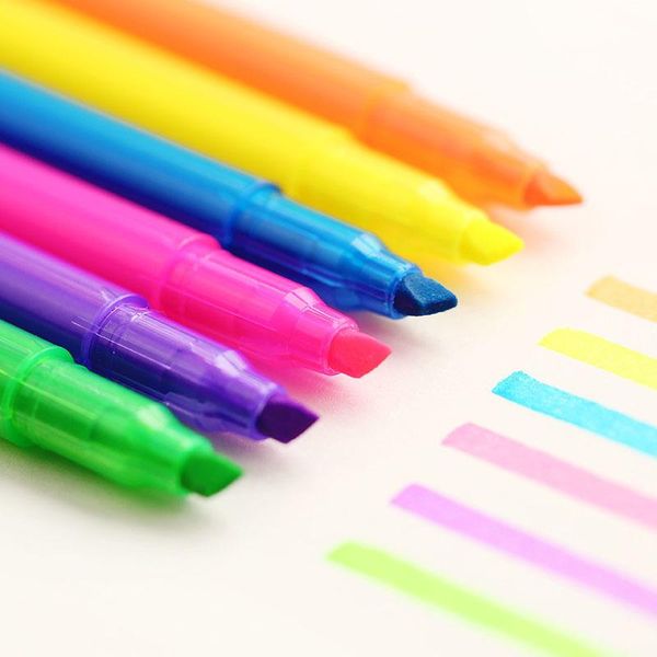 

highlighters 48 pcs/lot color highlighter pen book marker for reading oblique lumina pens stationery office accessories school supplies, Black;red