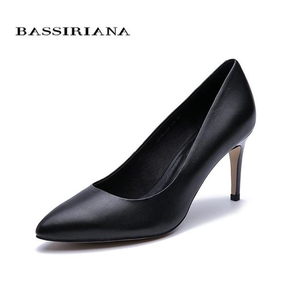 

dress shoes bassiriana 2021 women high heels shoes, genuine leather classic black pink stylish