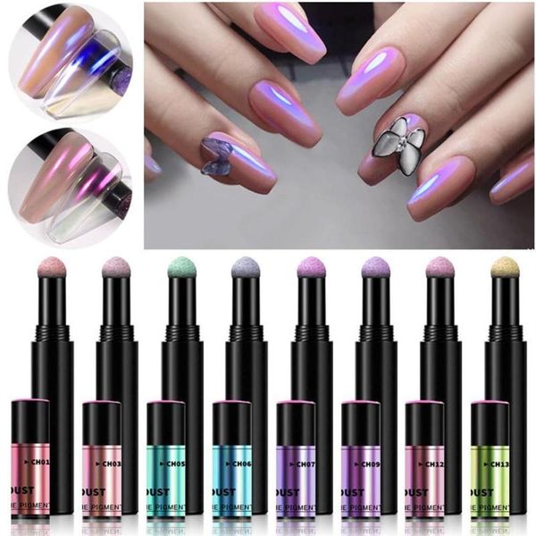 

nail glitter 1pcs lanbena fashion powder pen air cushion art mirror effect laser quick dry fast design powde cosmetic, Silver;gold
