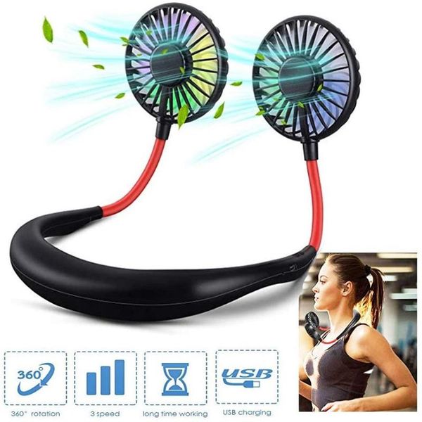 

electric fans mini usb portable fan hands-neck rechargeable battery small sports 2000ma desk hand air conditioner cooler