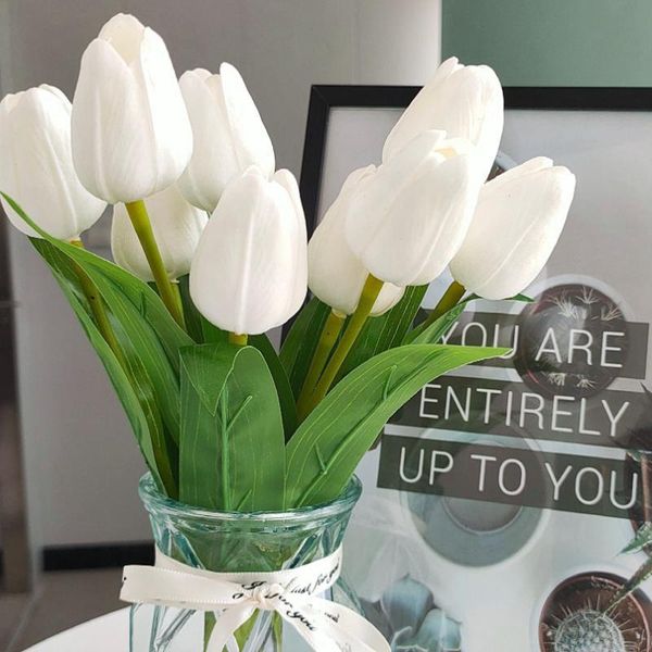 

decorative flowers & wreaths 5 heads luxury silicone real touch tulips bouquet wedding artificial living room vases for home decoration