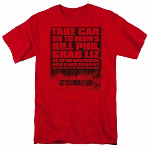 

Shaun of the Dead List T Shirt Mens Licensed Movie Tee Red, White;black