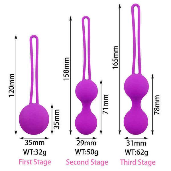 Nxy Set Safe Silicone Smart Ball Kegel Ben Wa Vagina Stringere la macchina per esercizi Geisha vaginale Giocattolo del sesso per adulti Donne 1215