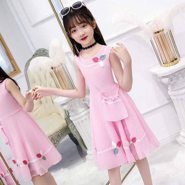

dresses 2021 girls new summer casual elegant princess dress girl summer chiffon dress 10 to 12 year children's clothing clothes, Red;yellow