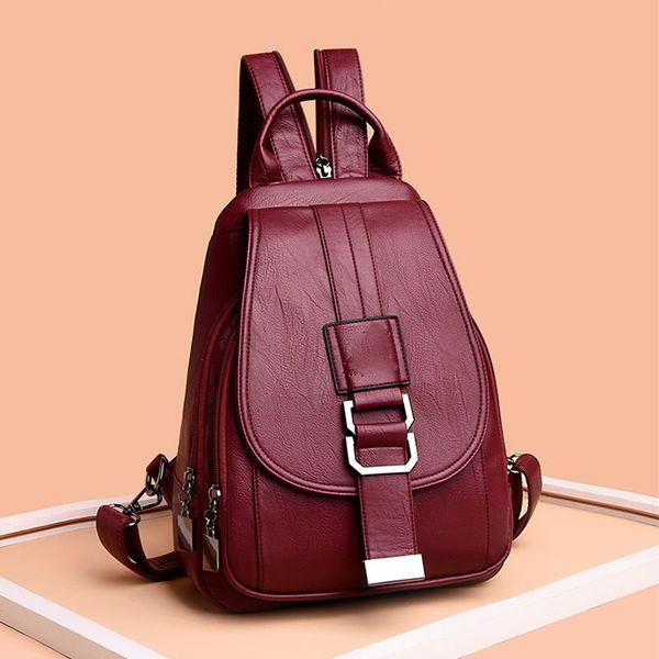 

backpack style fashion for women soft pu leather travel large capacity school bag design brand business knapsack sac