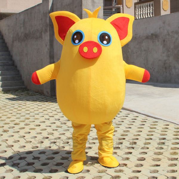 

mascot costumes yellow pig red pig mascot party costume game dress parade animal birthday halloween carnival party costume, Red;yellow