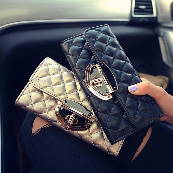 

spring brand lock women wallets long casual clutch high capacity coin pocket card holder money bag purses for lady, Red;black