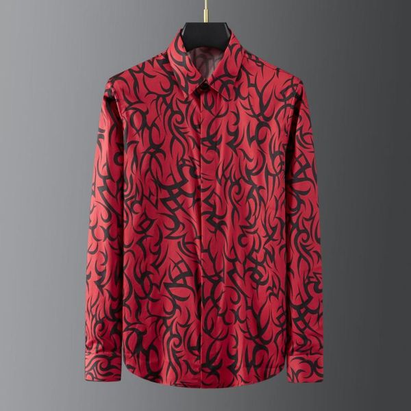 

men's casual shirts 2021 100% cotton male luxury allover printed long sleeve mens dress fashion slim fit party man 2xl, White;black