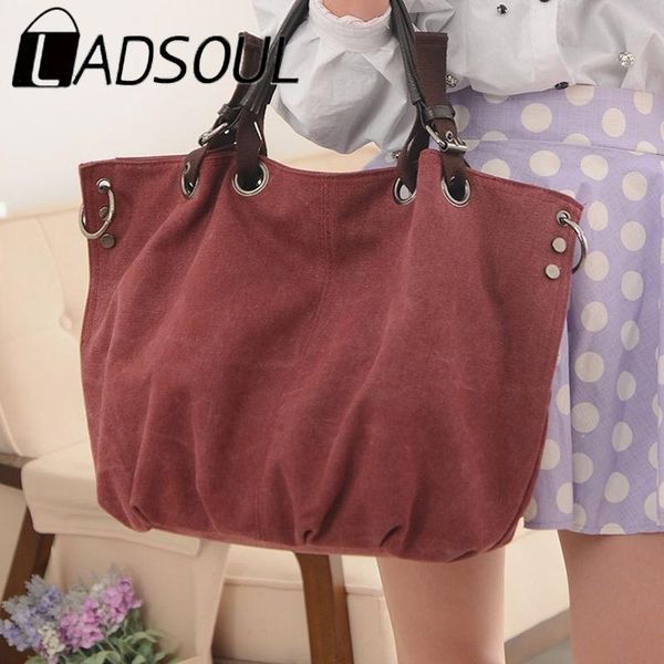 

evening bags ladsoul women canvas messenger female crossbody solid shoulder bag fashion casual designer handbag large capacity tote