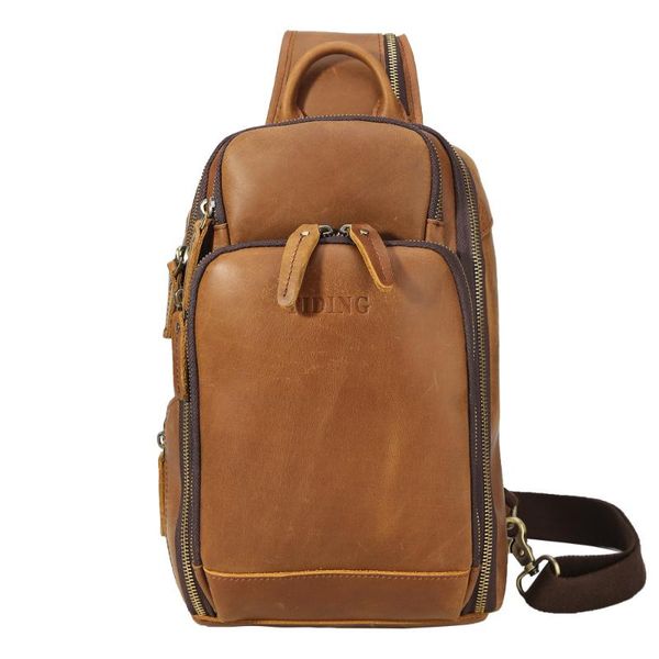 

tiding cow leather mens usb multi-function charging shoulder messenger bag casual luxury designer chest pack brown 5113 waist bags
