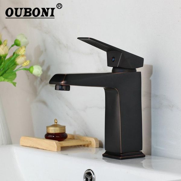 

bathroom sink faucets ouboni black orb solid brass tap faucet deck mount water basin single handle mixer taps