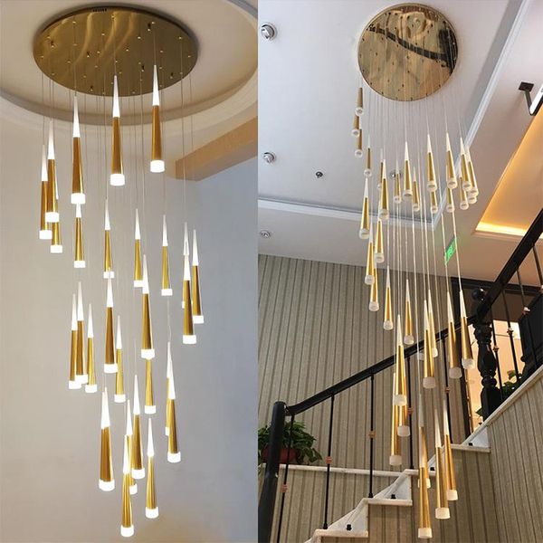 

pendant lamps simple post-modern stairwell chandelier villa duplex building bar living room meteor shower drop long