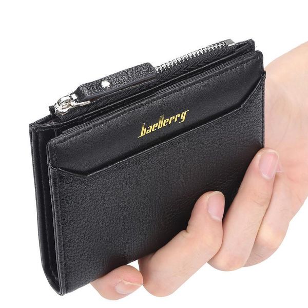 

wallets men's short wallet korean version multi card driver's license bag thin zipper buckle zero luxury, Red;black