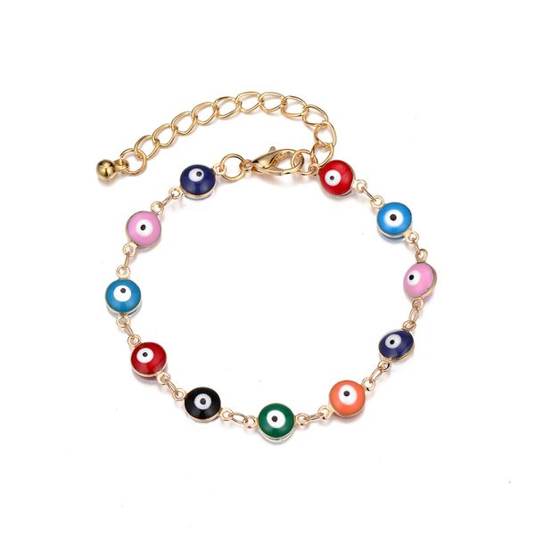 

colorful heart shape evil eye charm bracelet gold plated for women gift factory sale, Golden;silver