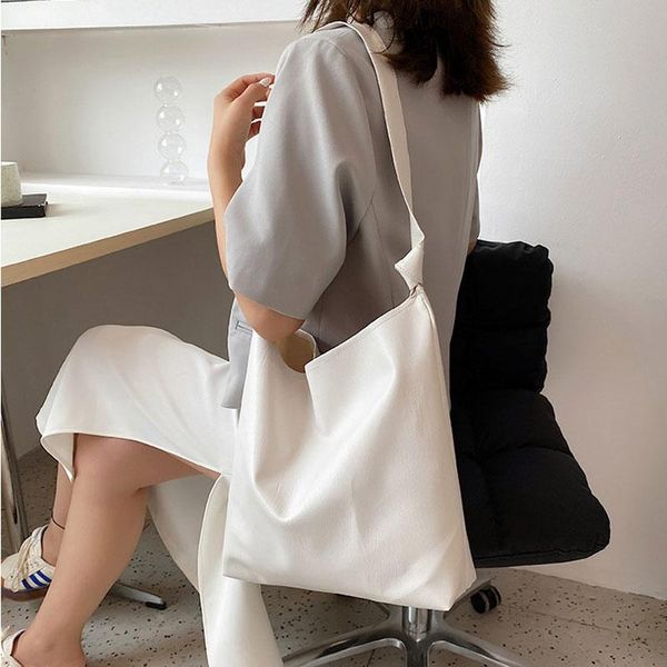 

evening bags women simple pu leather all-match bag casual large capacity one-shoulder messenger female solid color bucket handbag tote