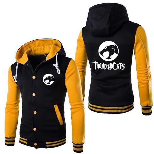 

men's hoodies & sweatshirts casual hoodie male thundercats logo cartoon print custom made men single-breasted jacket hip hop man long s, Black