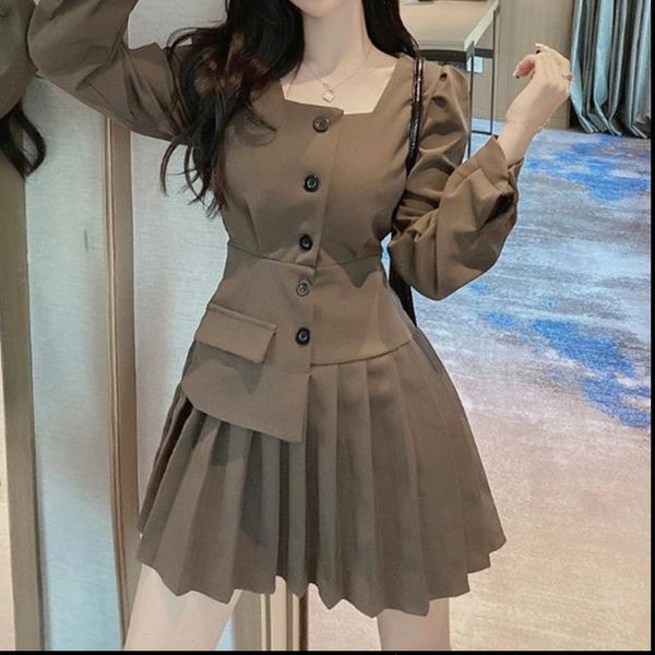 

women dress elegant blazer long sleeve office party female autumn high waist fashion business mini korean, Black;gray