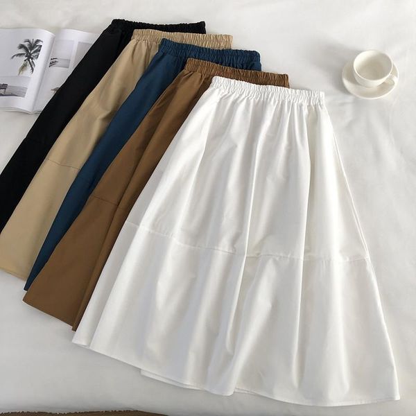

skirts summer women's casual solid color high waist loose skirt, Black